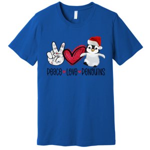 Christmas Peace Love Penguins Cute Xmas Santa Penguin Great Gift Premium T-Shirt