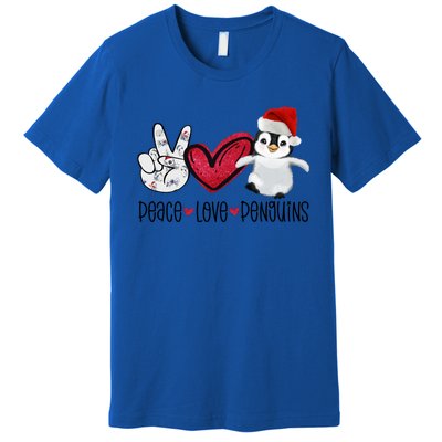 Christmas Peace Love Penguins Cute Xmas Santa Penguin Great Gift Premium T-Shirt