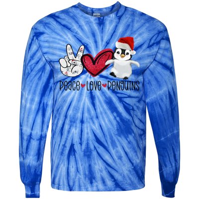 Christmas Peace Love Penguins Cute Xmas Santa Penguin Great Gift Tie-Dye Long Sleeve Shirt