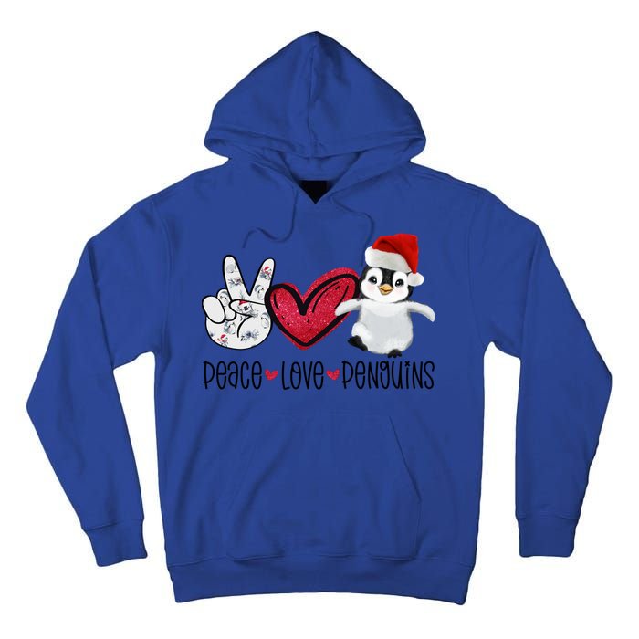 Christmas Peace Love Penguins Cute Xmas Santa Penguin Great Gift Tall Hoodie