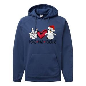 Christmas Peace Love Penguins Cute Xmas Santa Penguin Great Gift Performance Fleece Hoodie