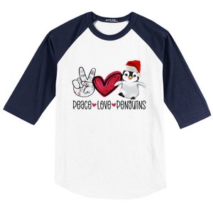 Christmas Peace Love Penguins Cute Xmas Santa Penguin Great Gift Baseball Sleeve Shirt