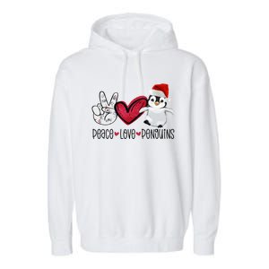 Christmas Peace Love Penguins Cute Xmas Santa Penguin Great Gift Garment-Dyed Fleece Hoodie