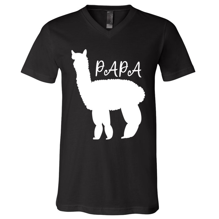 Cute Papa Llama Animal Dad V-Neck T-Shirt