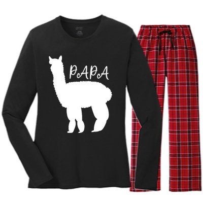 Cute Papa Llama Animal Dad Women's Long Sleeve Flannel Pajama Set 