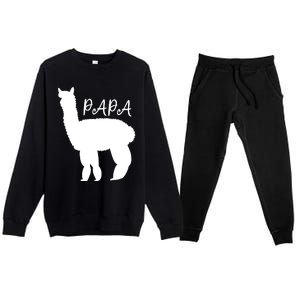 Cute Papa Llama Animal Dad Premium Crewneck Sweatsuit Set