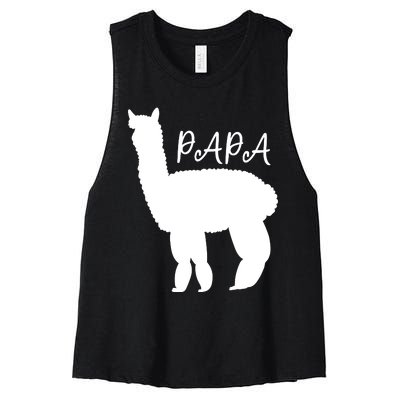 Cute Papa Llama Animal Dad Women's Racerback Cropped Tank