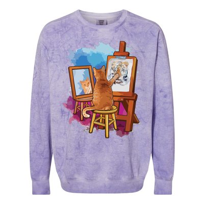 Cat Painting Lion Artistic Animals Lover Graphic Novelty Colorblast Crewneck Sweatshirt