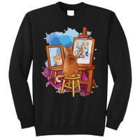 Cat Painting Lion Artistic Animals Lover Graphic Novelty Sweatshirt