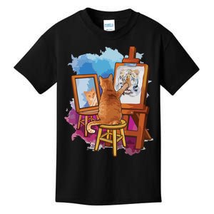 Cat Painting Lion Artistic Animals Lover Graphic Novelty Kids T-Shirt