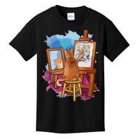 Cat Painting Lion Artistic Animals Lover Graphic Novelty Kids T-Shirt