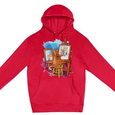 Cat Painting Lion Artistic Animals Lover Graphic Novelty Premium Pullover Hoodie