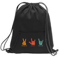 Classic Peace Love Rock Vintage Concert Band Rock Music Sweatshirt Cinch Pack Bag