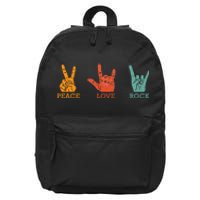 Classic Peace Love Rock Vintage Concert Band Rock Music 16 in Basic Backpack