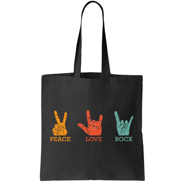 Classic Peace Love Rock Vintage Concert Band Rock Music Tote Bag