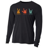 Classic Peace Love Rock Vintage Concert Band Rock Music Cooling Performance Long Sleeve Crew