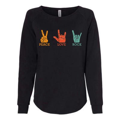 Classic Peace Love Rock Vintage Concert Band Rock Music Womens California Wash Sweatshirt