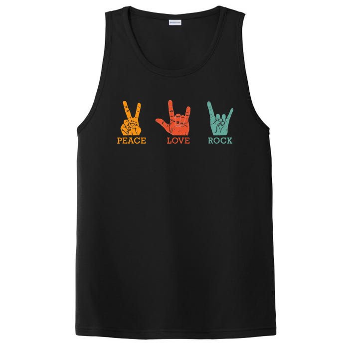 Classic Peace Love Rock Vintage Concert Band Rock Music PosiCharge Competitor Tank