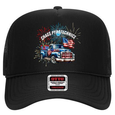 Chag's Pyrotechnics Lighting up the 4th of July in Style! High Crown Mesh Back Trucker Hat