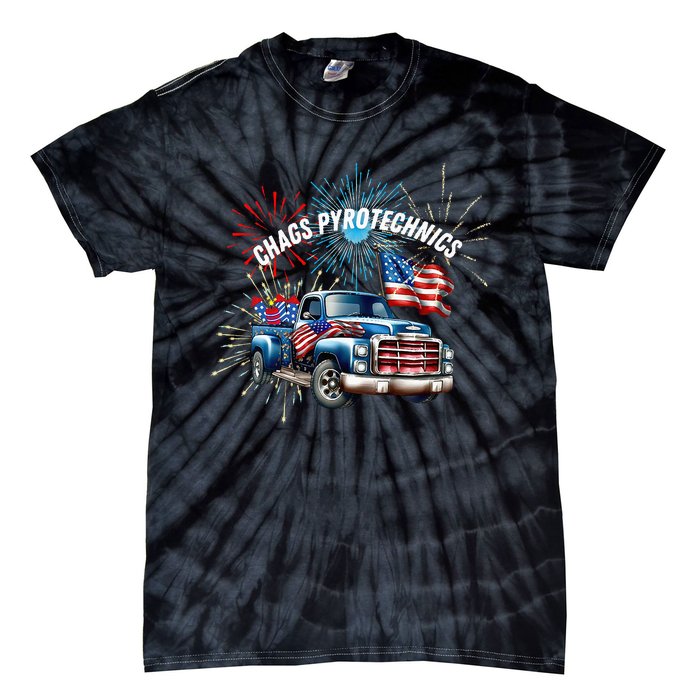 Chag's Pyrotechnics Lighting up the 4th of July in Style! Tie-Dye T-Shirt