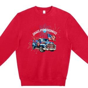 Chag's Pyrotechnics Lighting up the 4th of July in Style! Premium Crewneck Sweatshirt