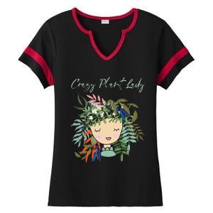 Crazy Plant Lady Green Thumb Green Earth Eco Friendly Ladies Halftime Notch Neck Tee