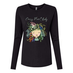 Crazy Plant Lady Green Thumb Green Earth Eco Friendly Womens Cotton Relaxed Long Sleeve T-Shirt