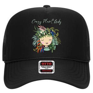 Crazy Plant Lady Green Thumb Green Earth Eco Friendly High Crown Mesh Back Trucker Hat