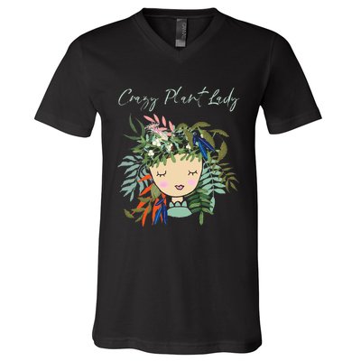 Crazy Plant Lady Green Thumb Green Earth Eco Friendly V-Neck T-Shirt