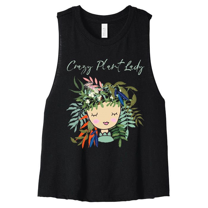 Crazy Plant Lady Green Thumb Green Earth Eco Friendly Women's Racerback Cropped Tank