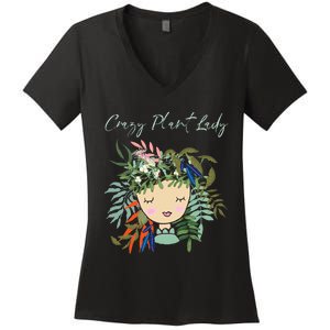 Crazy Plant Lady Green Thumb Green Earth Eco Friendly Women's V-Neck T-Shirt