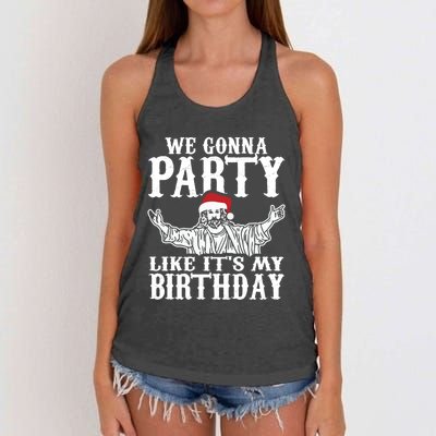 Christmas Party Like Its My Birthday Jesus Christmas Cool Gift Women's Knotted Racerback Tank