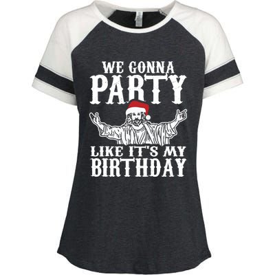 Christmas Party Like Its My Birthday Jesus Christmas Cool Gift Enza Ladies Jersey Colorblock Tee