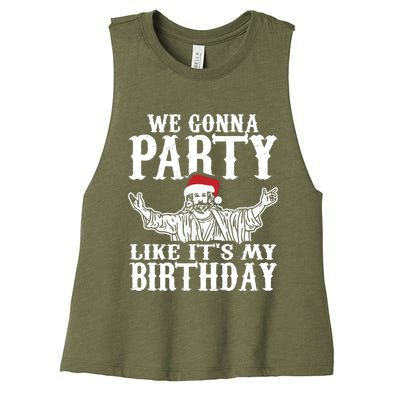 Christmas Party Like Its My Birthday Jesus Christmas Cool Gift Women's Racerback Cropped Tank