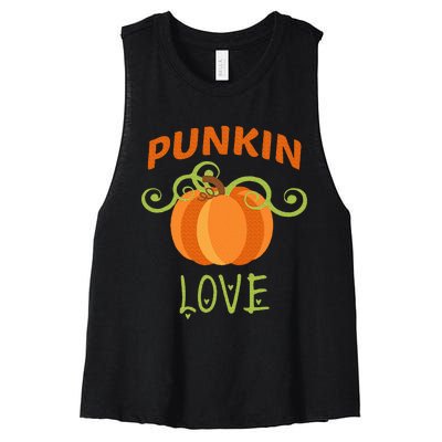 CUTE PUNKIN LOVE Halloween Costume Gift Women's Racerback Cropped Tank