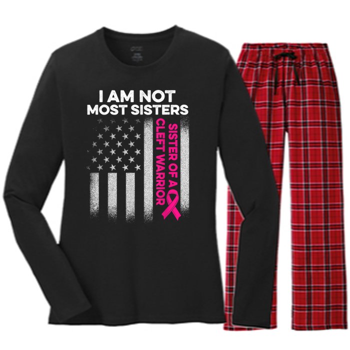 Cleft Palate Lip Most Sister Strong Awareness Women's Long Sleeve Flannel Pajama Set 