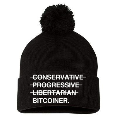 Conservative Progressive Libertarian Bitcoiner Pom Pom 12in Knit Beanie