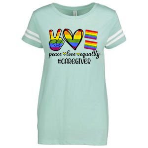 Caregiver Peace Love Equality Nursing Lover Gift Enza Ladies Jersey Football T-Shirt