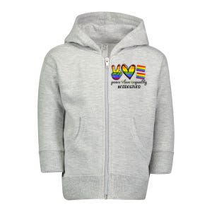 Caregiver Peace Love Equality Nursing Lover Gift Toddler Zip Fleece Hoodie