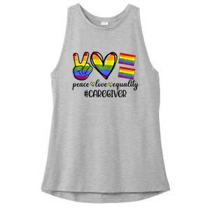 Caregiver Peace Love Equality Nursing Lover Gift Ladies PosiCharge Tri-Blend Wicking Tank