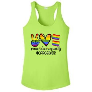 Caregiver Peace Love Equality Nursing Lover Gift Ladies PosiCharge Competitor Racerback Tank