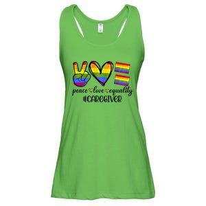 Caregiver Peace Love Equality Nursing Lover Gift Ladies Essential Flowy Tank