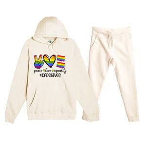 Caregiver Peace Love Equality Nursing Lover Gift Premium Hooded Sweatsuit Set