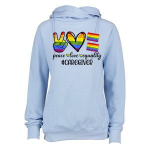 Caregiver Peace Love Equality Nursing Lover Gift Womens Funnel Neck Pullover Hood