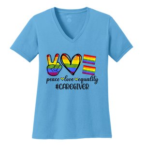 Caregiver Peace Love Equality Nursing Lover Gift Women's V-Neck T-Shirt