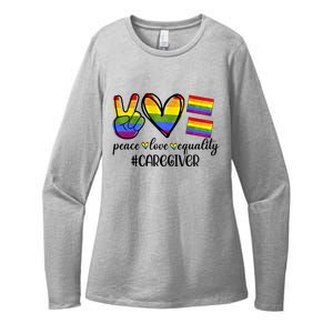 Caregiver Peace Love Equality Nursing Lover Gift Womens CVC Long Sleeve Shirt