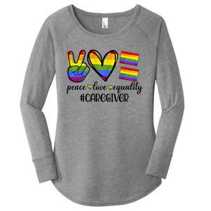 Caregiver Peace Love Equality Nursing Lover Gift Women's Perfect Tri Tunic Long Sleeve Shirt