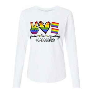 Caregiver Peace Love Equality Nursing Lover Gift Womens Cotton Relaxed Long Sleeve T-Shirt