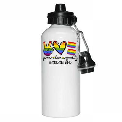 Caregiver Peace Love Equality Nursing Lover Gift Aluminum Water Bottle 