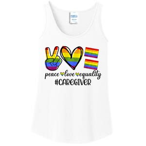 Caregiver Peace Love Equality Nursing Lover Gift Ladies Essential Tank